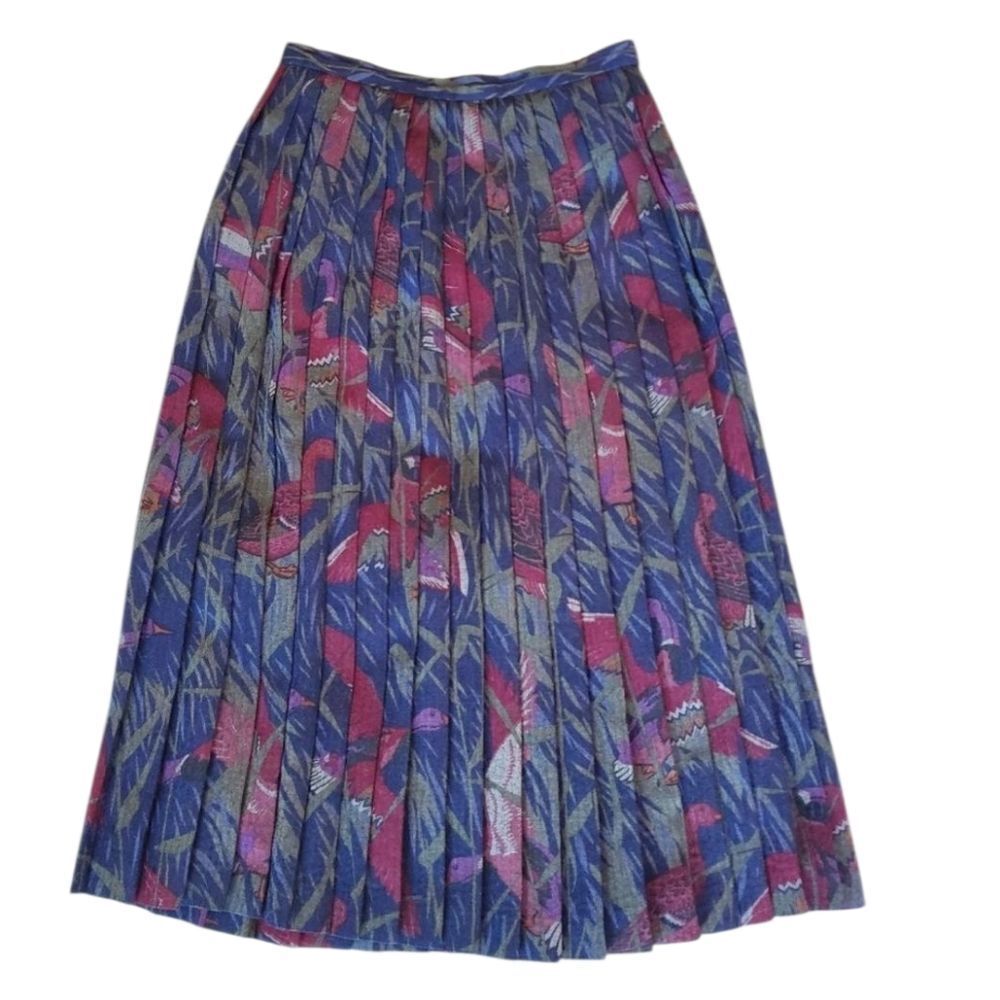 VINTAGE JH COLLECTIBLES Petites Women's Maxi Skirt Floral Print 100% Wool Size 8